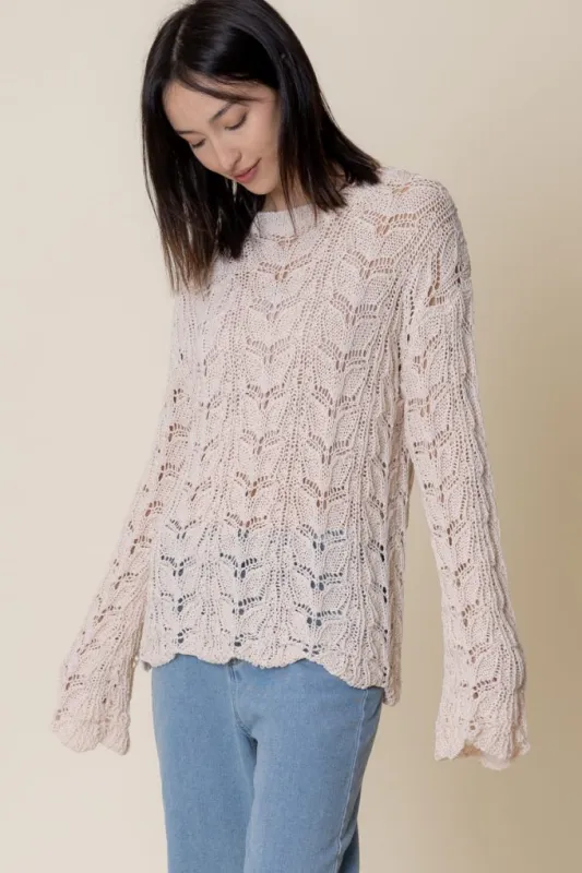 Noa Bell Sleeve Crochet Long Sleeve Top sold by En Creme