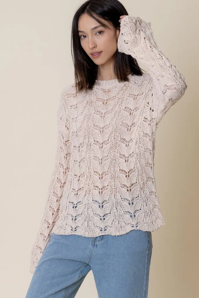 Noa Bell Sleeve Crochet Long Sleeve Top sold by En Creme product image thumbnail 3