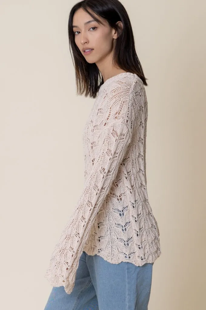 Noa Bell Sleeve Crochet Long Sleeve Top sold by En Creme product image thumbnail 2