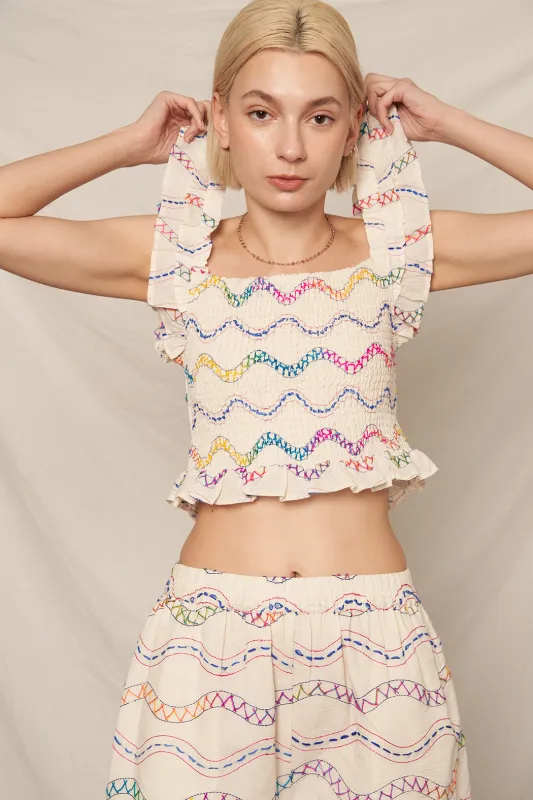 Groovy Mode Smocked Top sold by En Creme