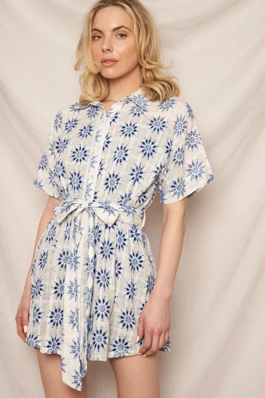 Cobalt Petals Mini Dress sold by En Creme