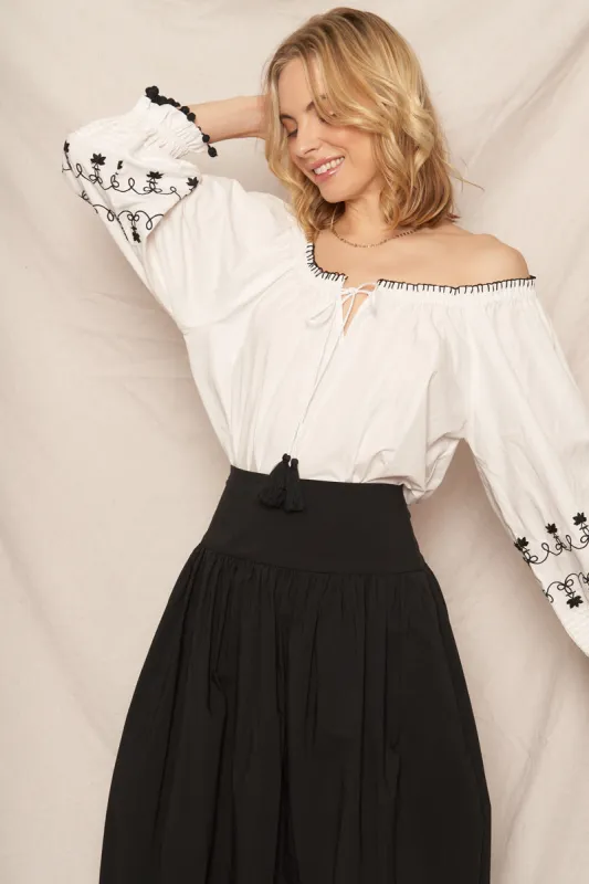 Kiki Embroidered Off Shoulder made by En Creme