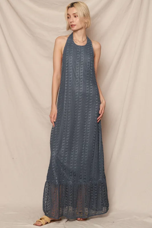 Tia Crochet Halter Dress sold by En Creme