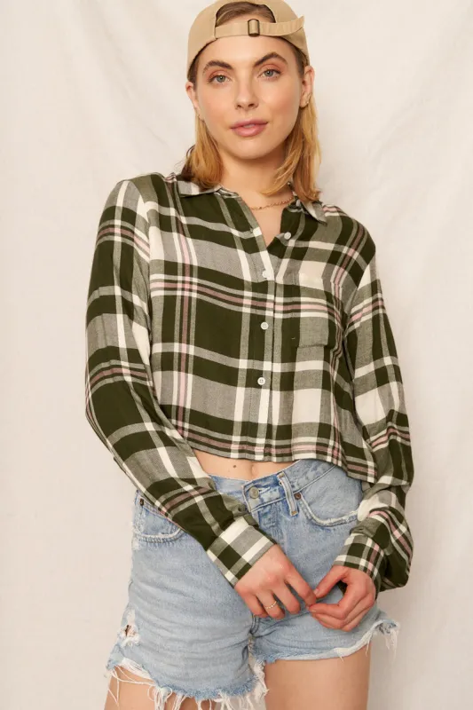 Madeleine Plaid Crop Shirt sold by En Creme