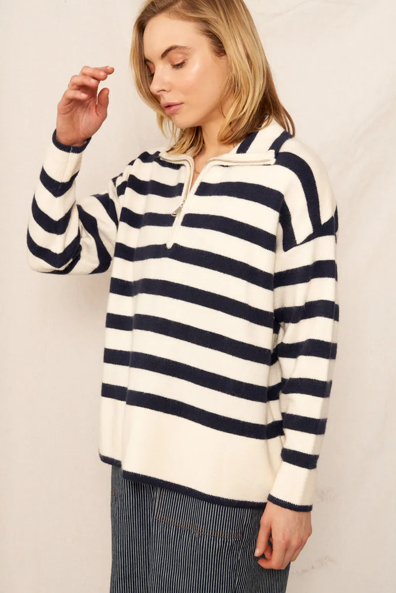 Bethany Striped Polo Sweater sold by En Creme product image thumbnail 2