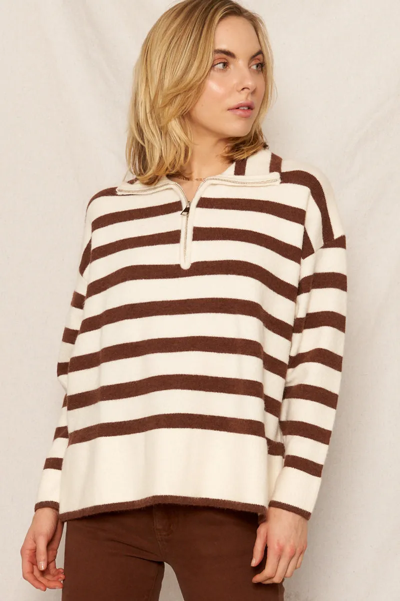 Bethany Striped Polo Sweater sold by En Creme product image thumbnail 4