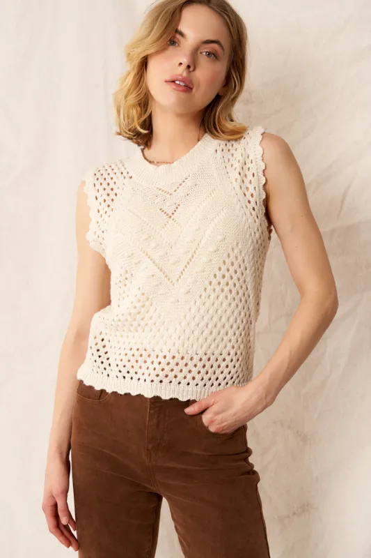 Pointelle Sweater Vest made by En Creme