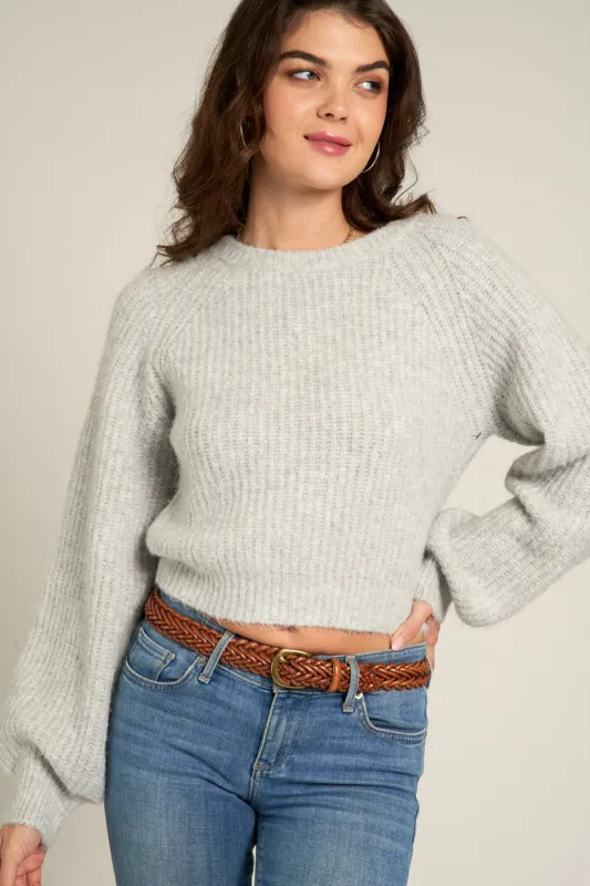 Thea Bubble Sleeve Crop Sweater sold by En Creme