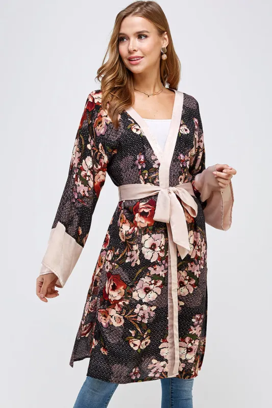 Josie Crimson Floral Kimono sold by En Creme