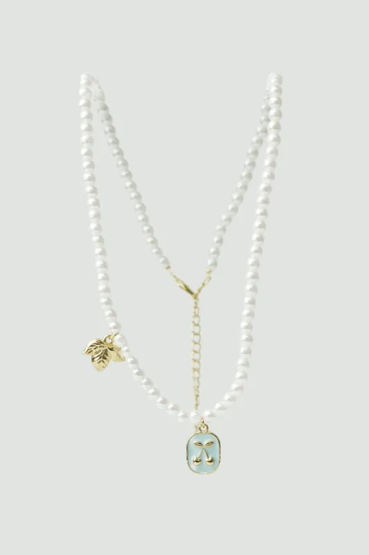 Cherry Gold Pearl Necklace made by En Creme