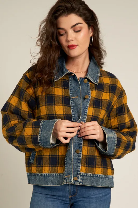 Josie Plaid Denim Jacket sold by En Creme