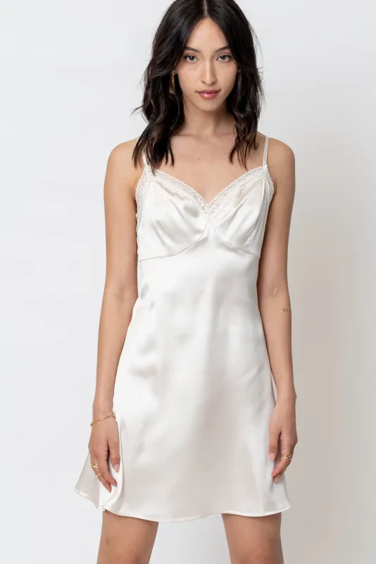 Pearlescent Satin Slip Dress sold by En Creme