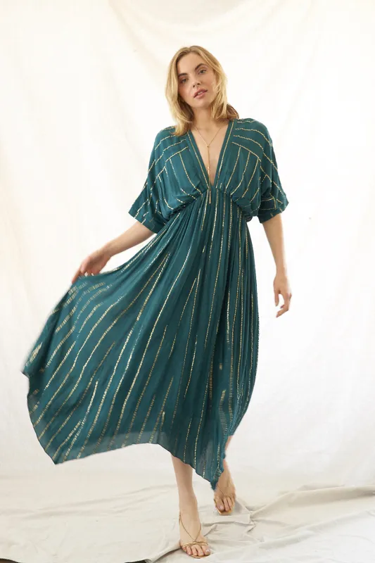 Sabrina Lurex Kimono Maxi Dress made by En Creme