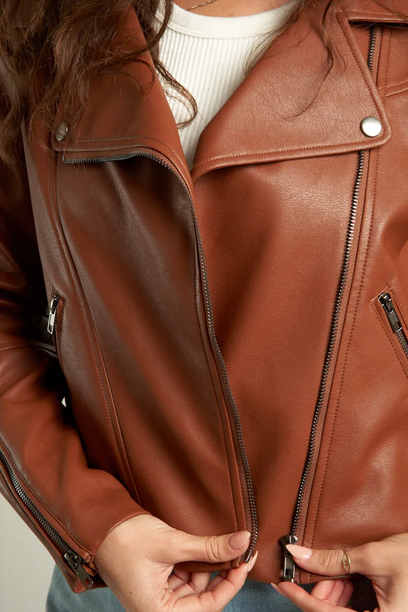 Buffy Faux Leather Moto Jacket sold by En Creme product image thumbnail 3