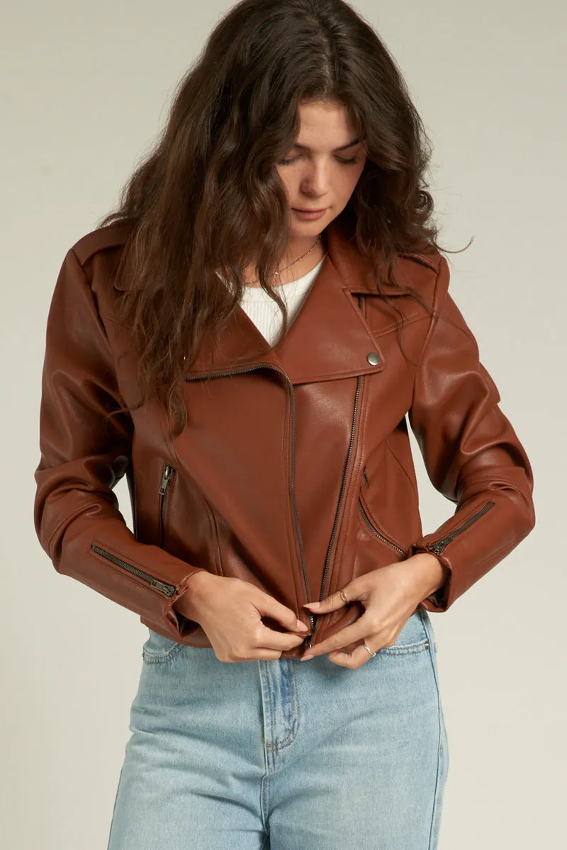 Buffy Faux Leather Moto Jacket sold by En Creme