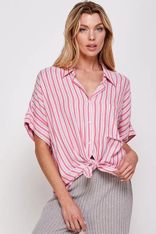 Rebecca Striped Button Down made by En Creme
