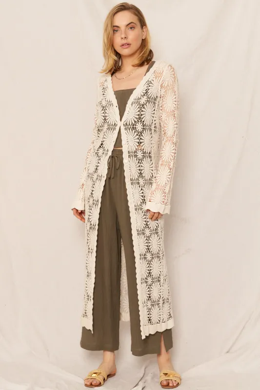Maeve Crochet Maxi Cardigan sold by En Creme