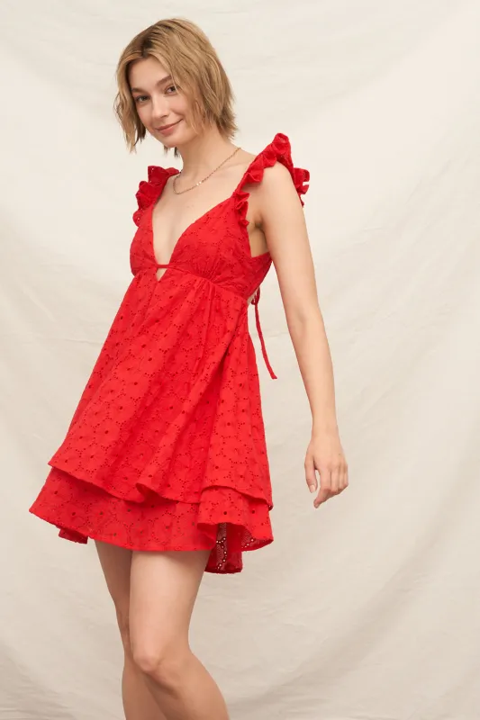 Dahlia Eyelet Mini Dress sold by En Creme