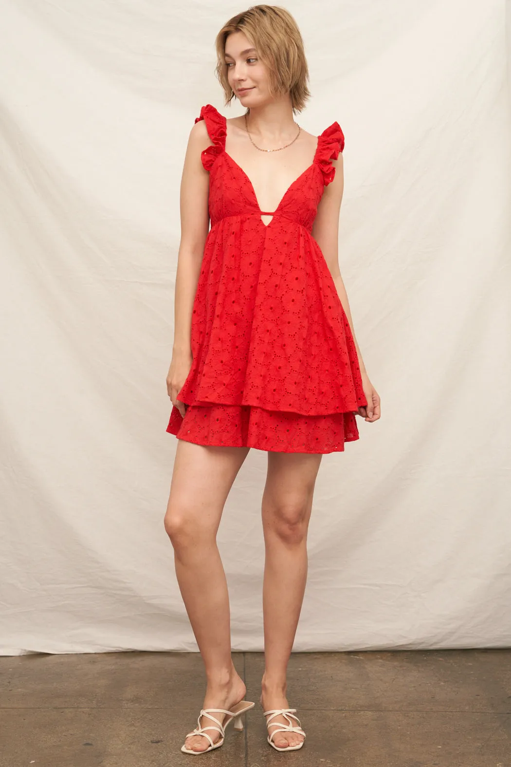 Dahlia Eyelet Mini Dress sold by En Creme product image thumbnail 3