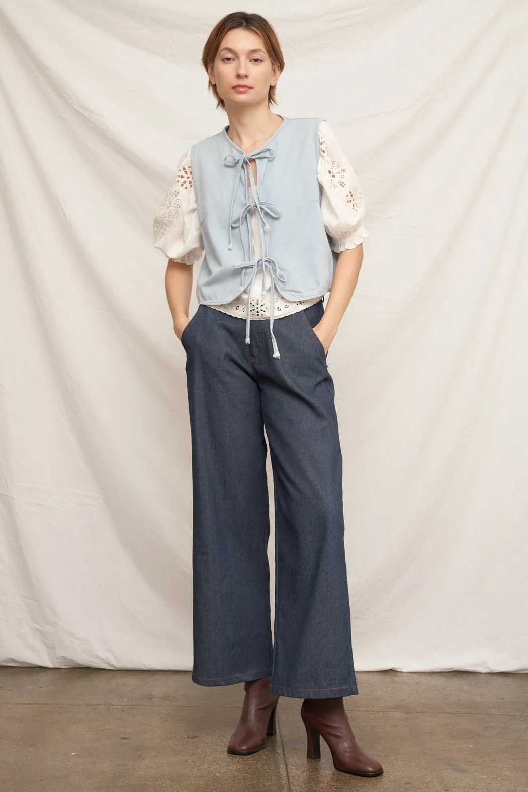 Bristol Tie Denim Vest sold by En Creme product image thumbnail 4