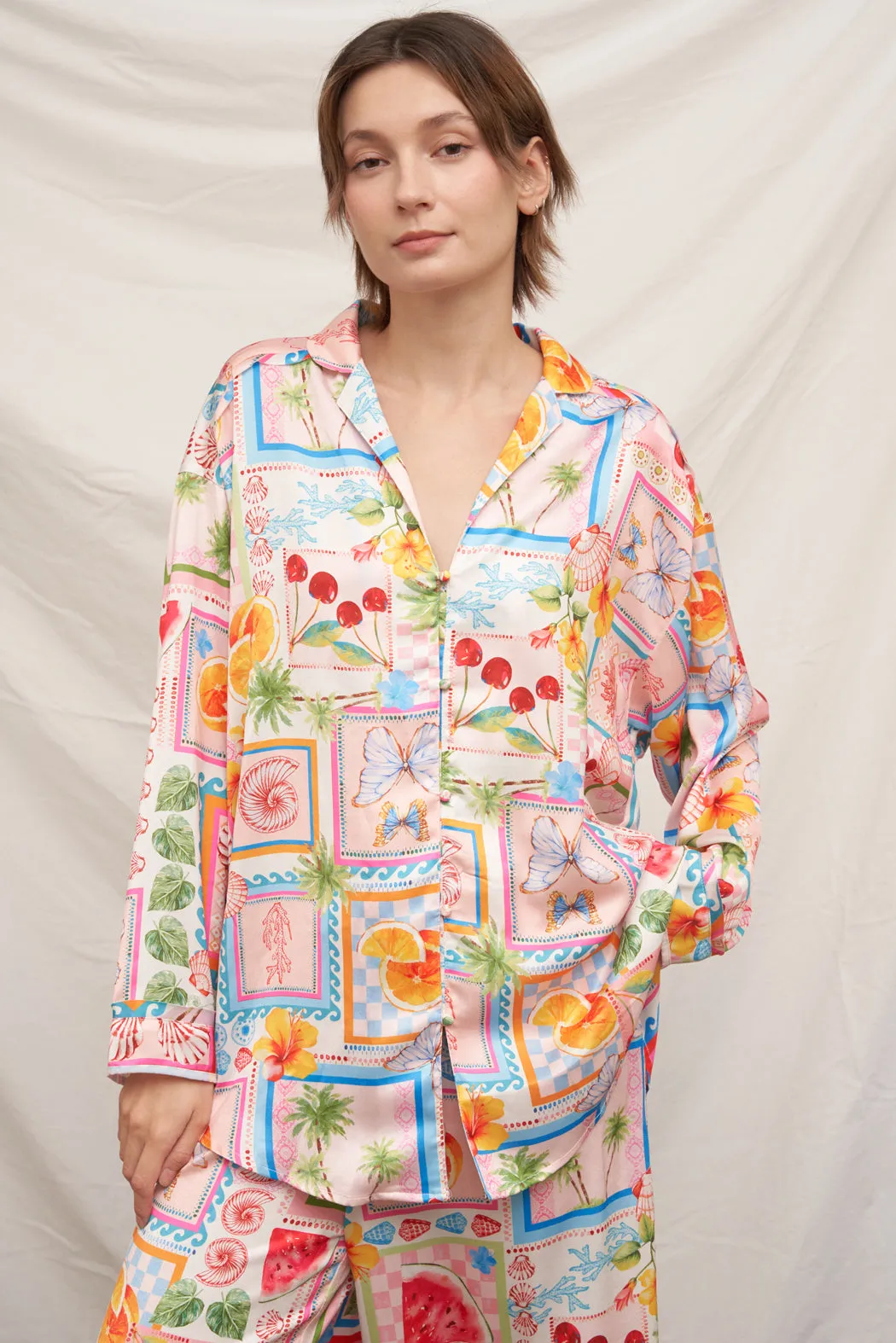 Santorini Satin Button Down sold by En Creme product image thumbnail 2