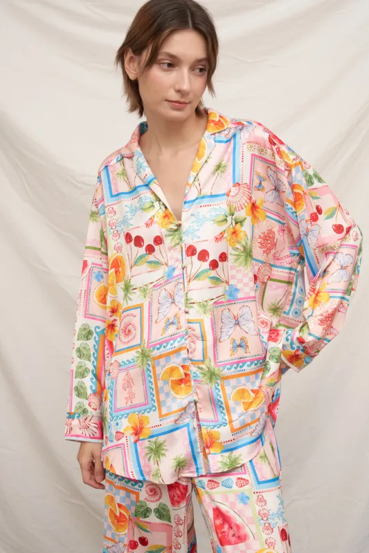 Santorini Satin Button Down made by En Creme