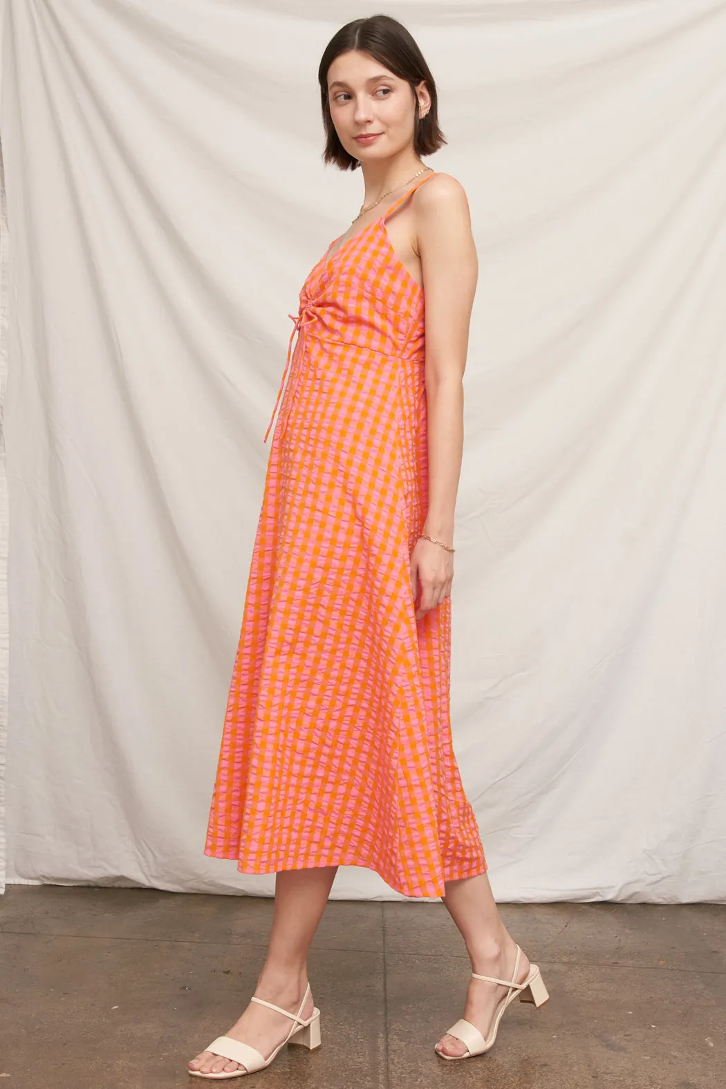 Tangerine Plaid Midi Dress sold by En Creme product image thumbnail 5