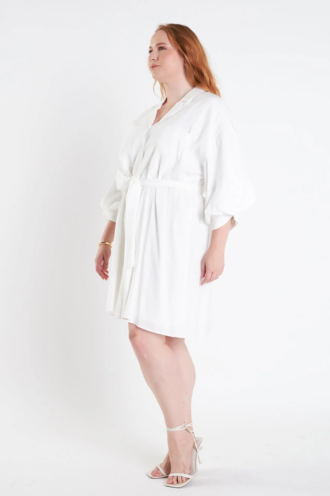 Blouson Sleeve Belted Shirt Dress sold by Endless Rose product image thumbnail 3