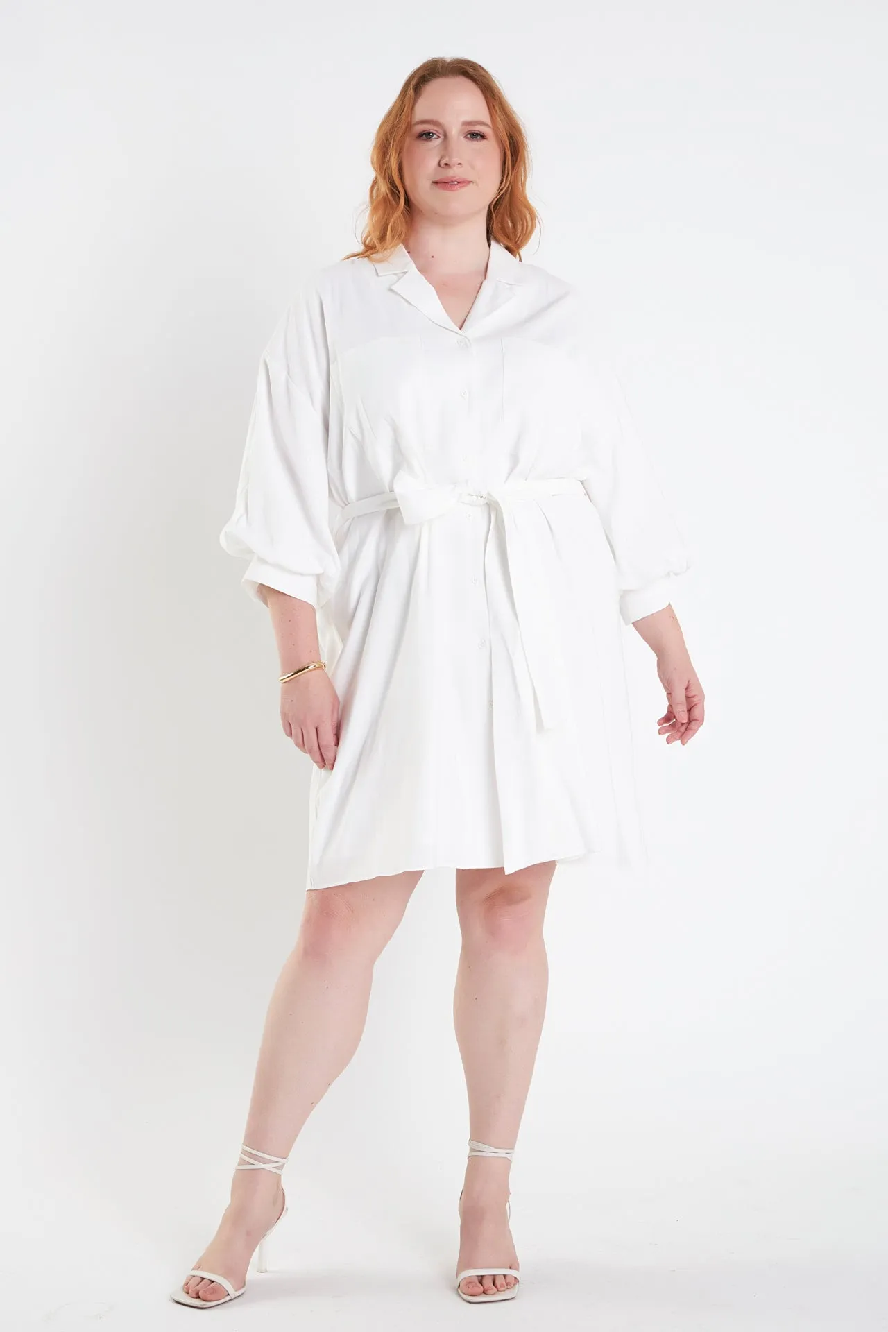Blouson Sleeve Belted Shirt Dress sold by Endless Rose