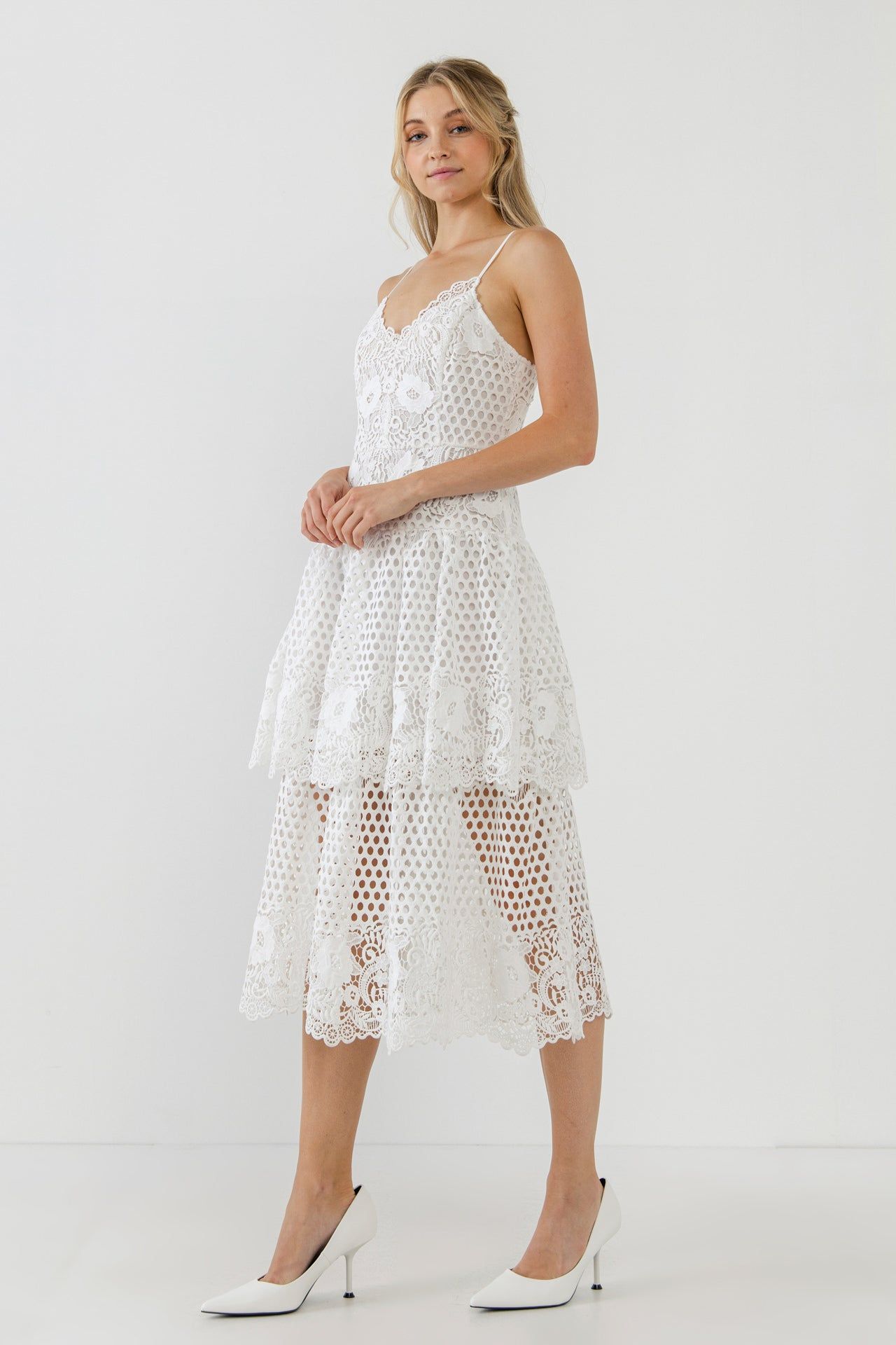 Lace Cami Tiered Midi Dress sold by Endless Rose product image thumbnail 3