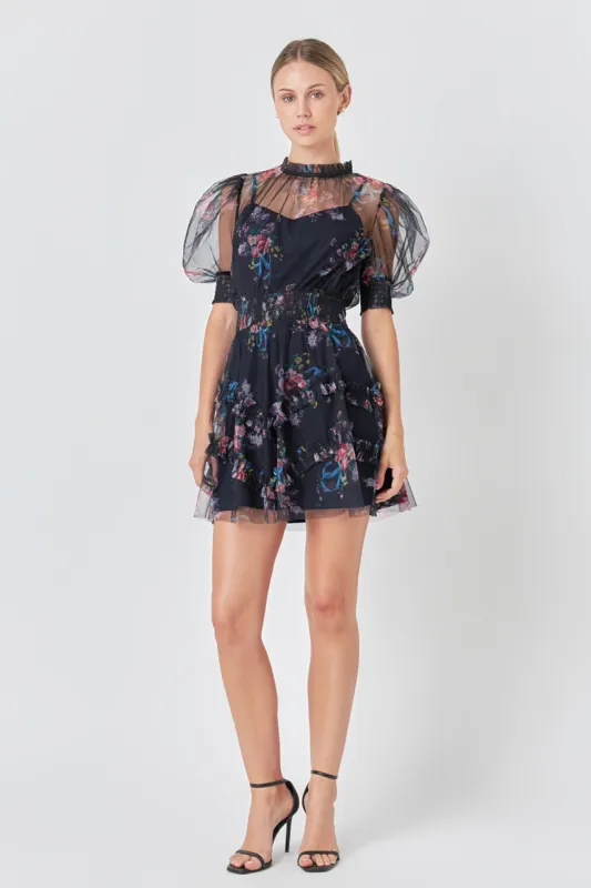 Ruffled Mesh Mini Dress sold by Endless Rose