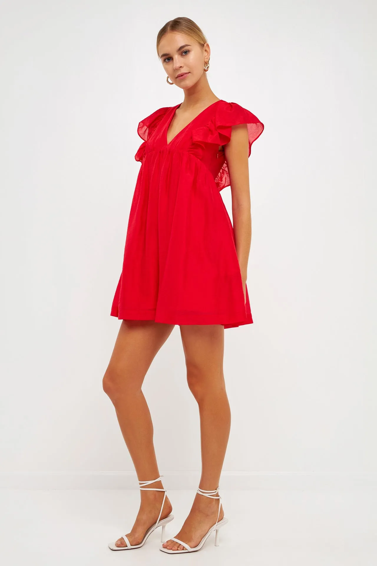 Ruffled V Neck Mini Flounce Dress sold by Endless Rose product image thumbnail 3