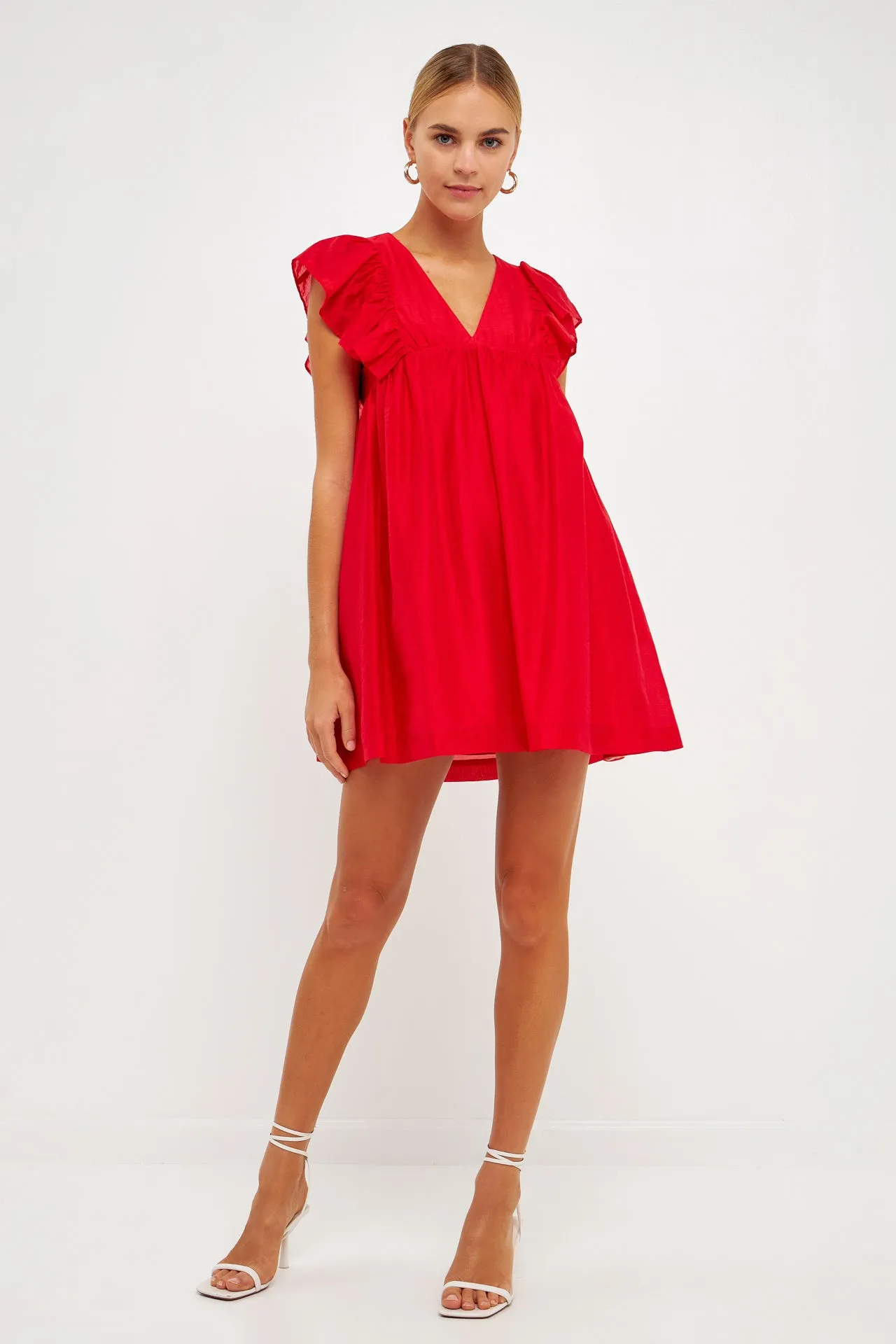 Ruffled V Neck Mini Flounce Dress sold by Endless Rose