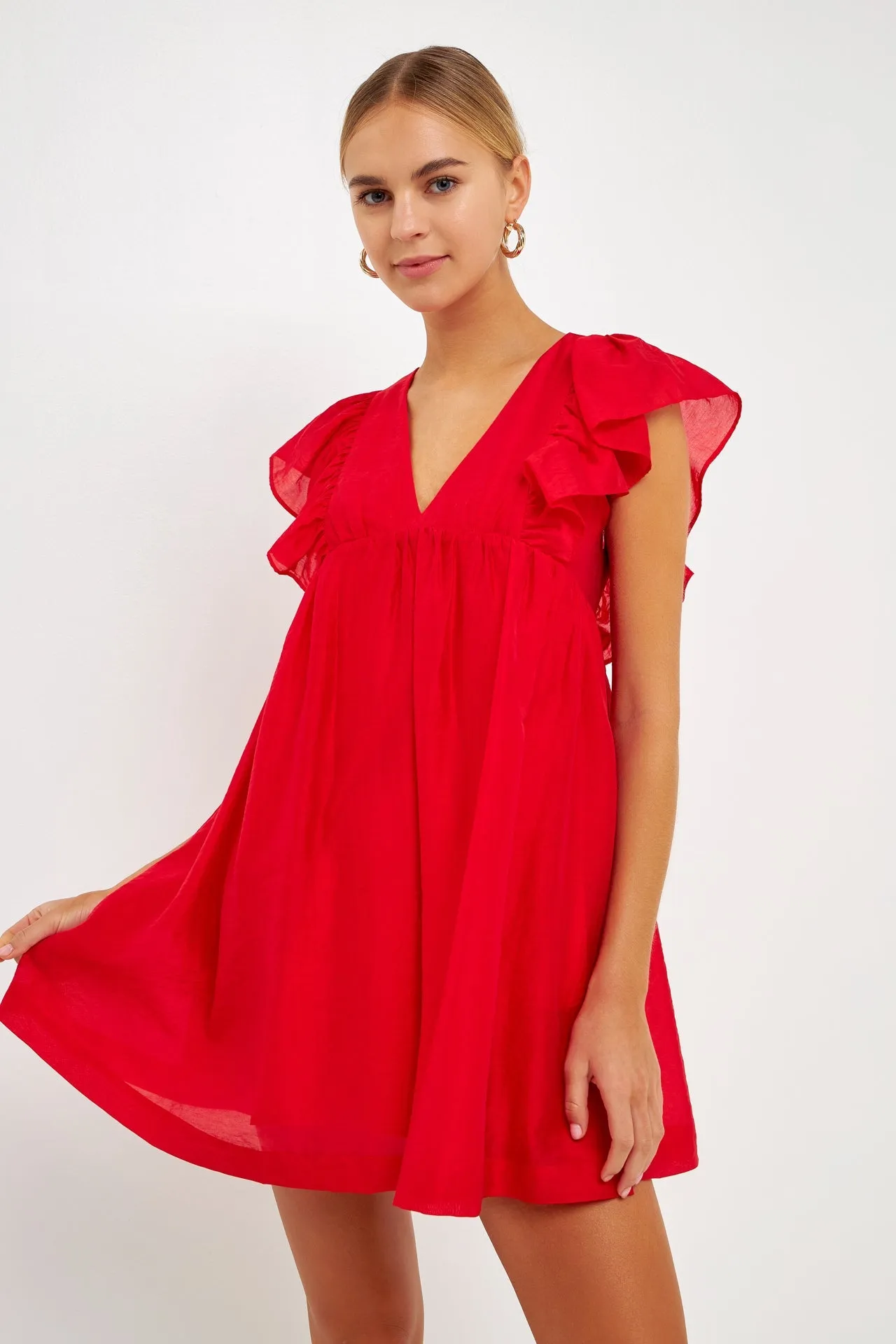 Ruffled V Neck Mini Flounce Dress sold by Endless Rose product image thumbnail 5