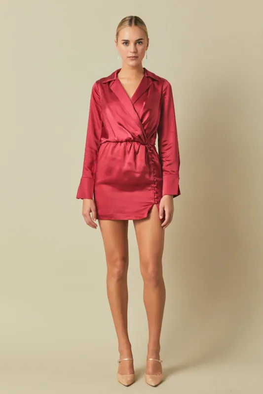 Long Sleeve Satin Mini Dress sold by Endless Rose