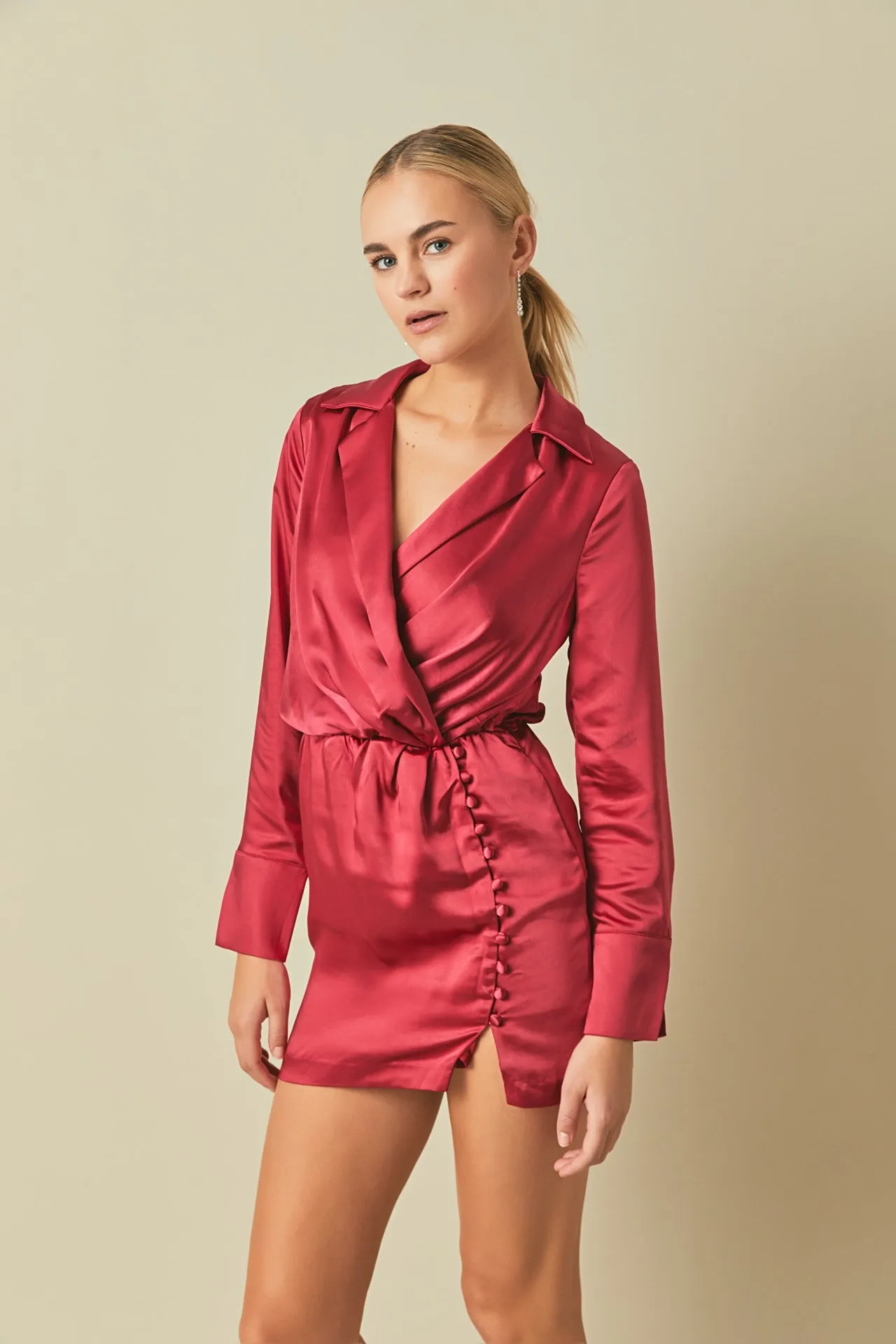 Long Sleeve Satin Mini Dress sold by Endless Rose product image thumbnail 5