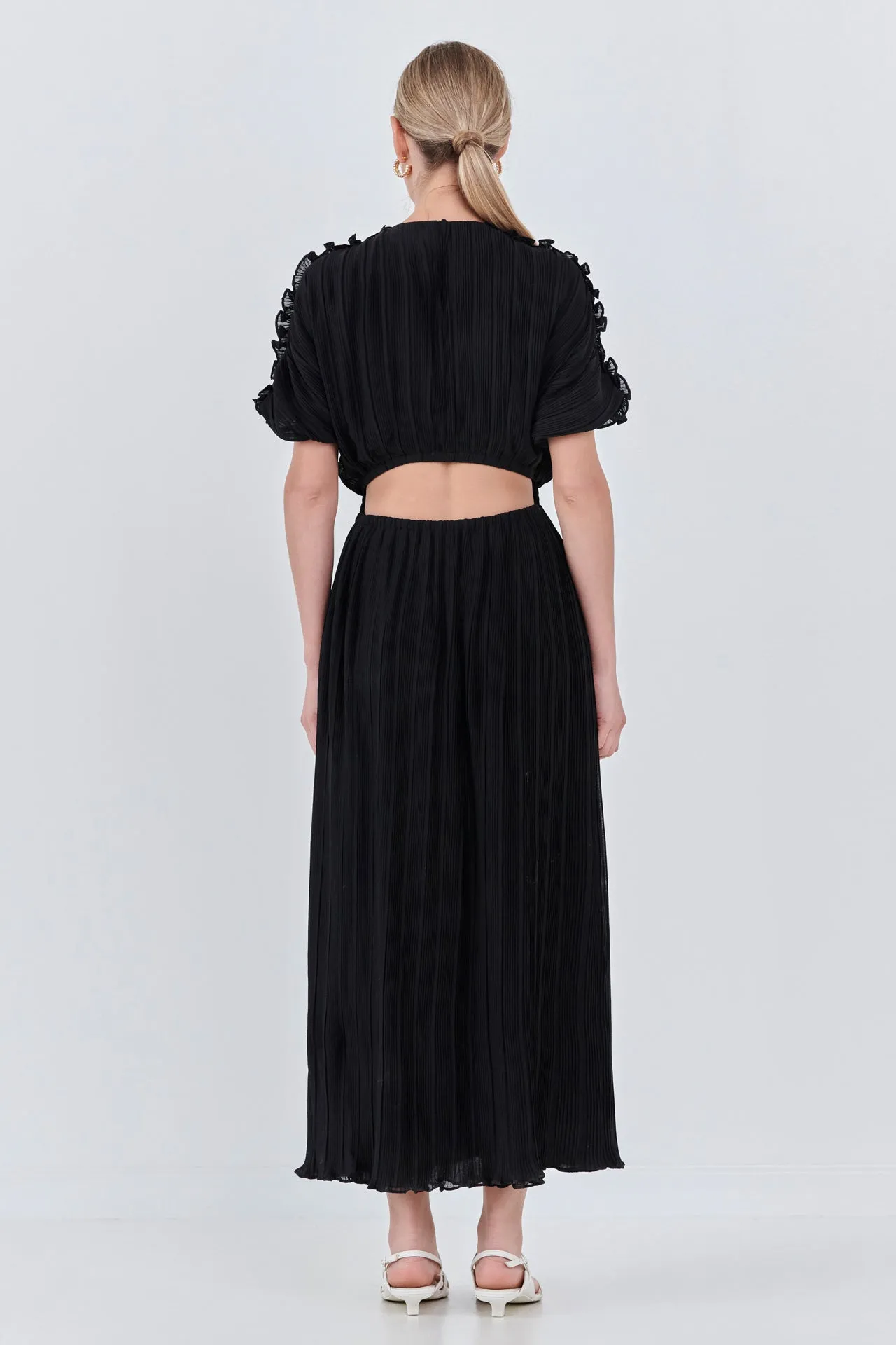 Chiffon Plisse Back Cutout Maxi Dress sold by Endless Rose product image thumbnail 4