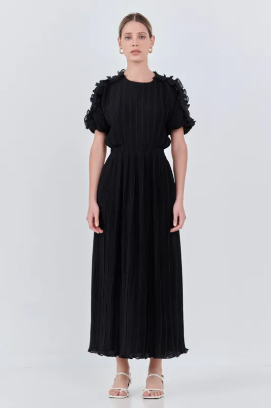 Chiffon Plisse Back Cutout Maxi Dress sold by Endless Rose