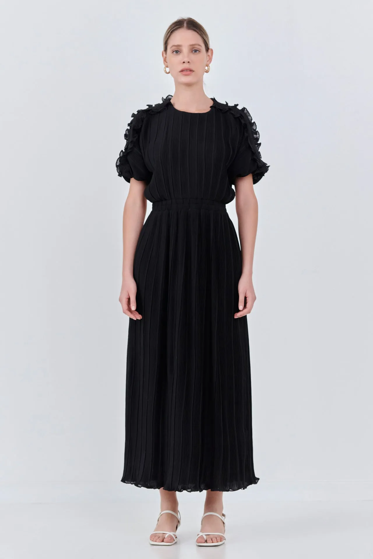 Chiffon Plisse Back Cutout Maxi Dress sold by Endless Rose