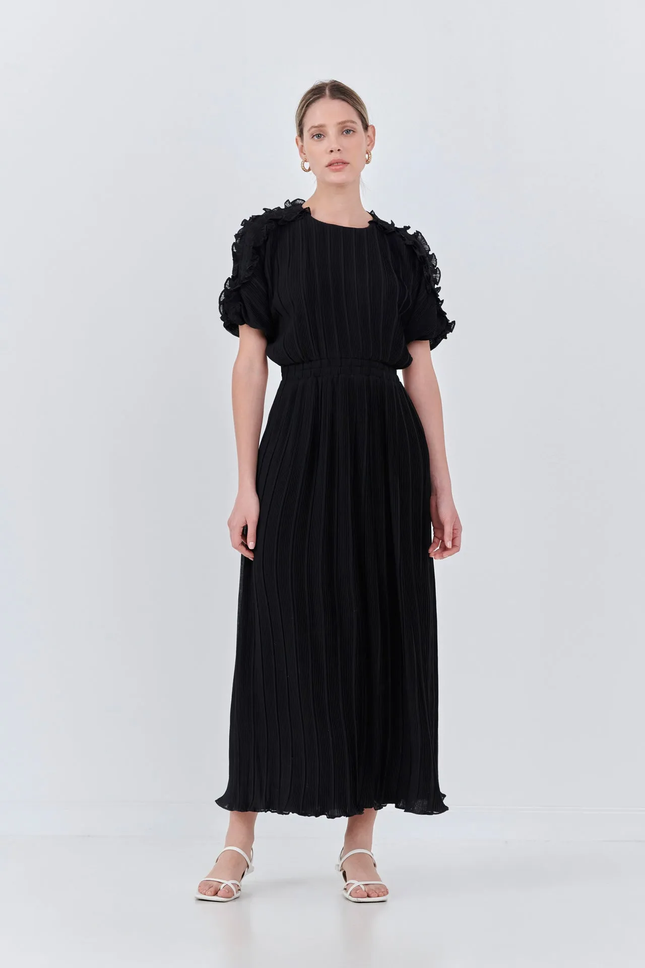 Chiffon Plisse Back Cutout Maxi Dress sold by Endless Rose product image thumbnail 5
