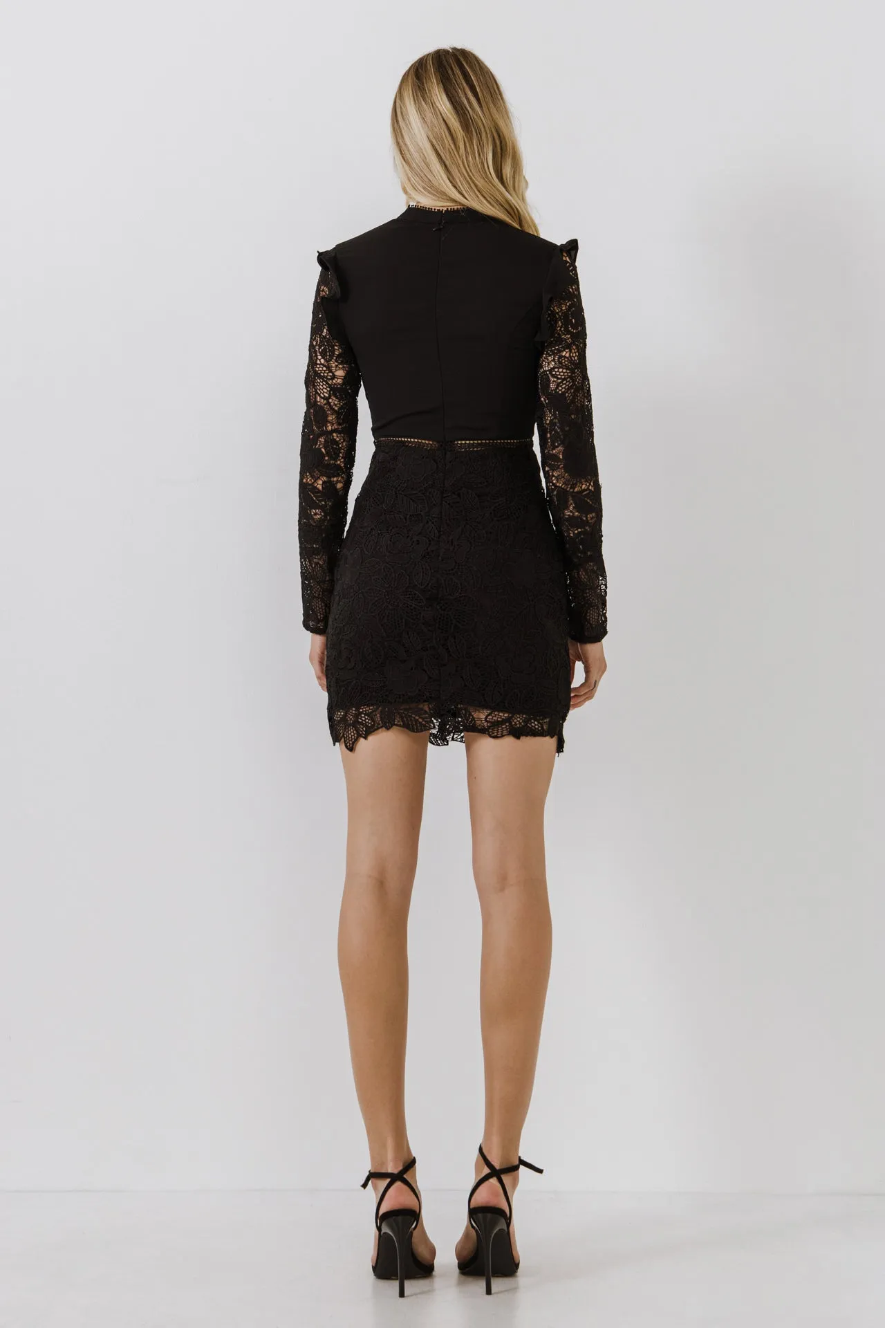 Mini Dress With Eyelet Details and Lace Incets sold by Endless Rose product image thumbnail 4