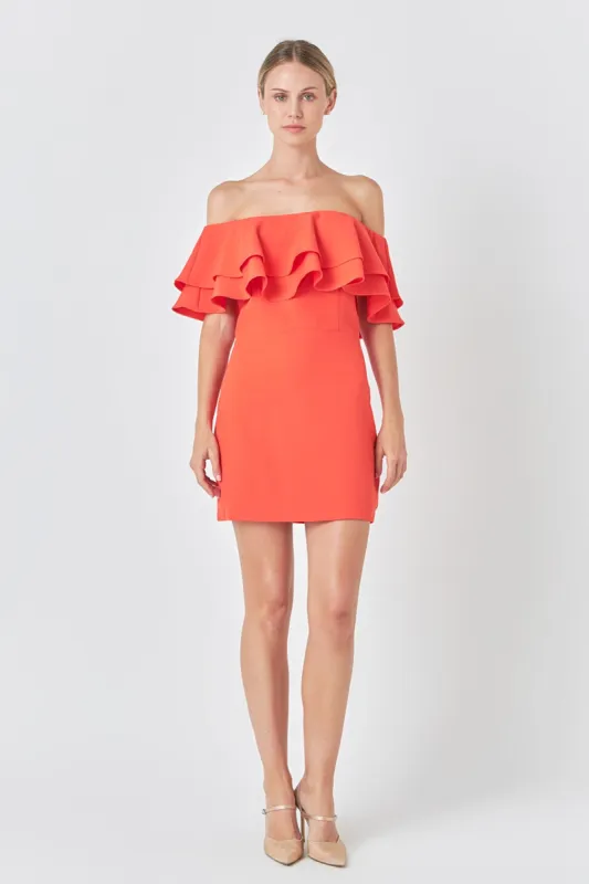Ruffled Off Shoulder Mini Dress - Final Sale sold by Endless Rose
