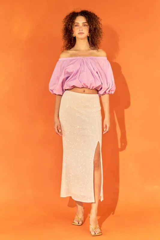 Cropped V-neckline Puff Top sold by Endless Rose