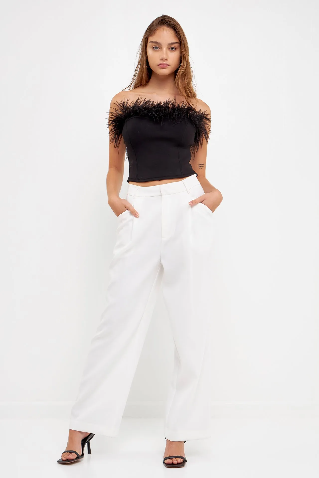 Strapless Knit Feather Top sold by Endless Rose