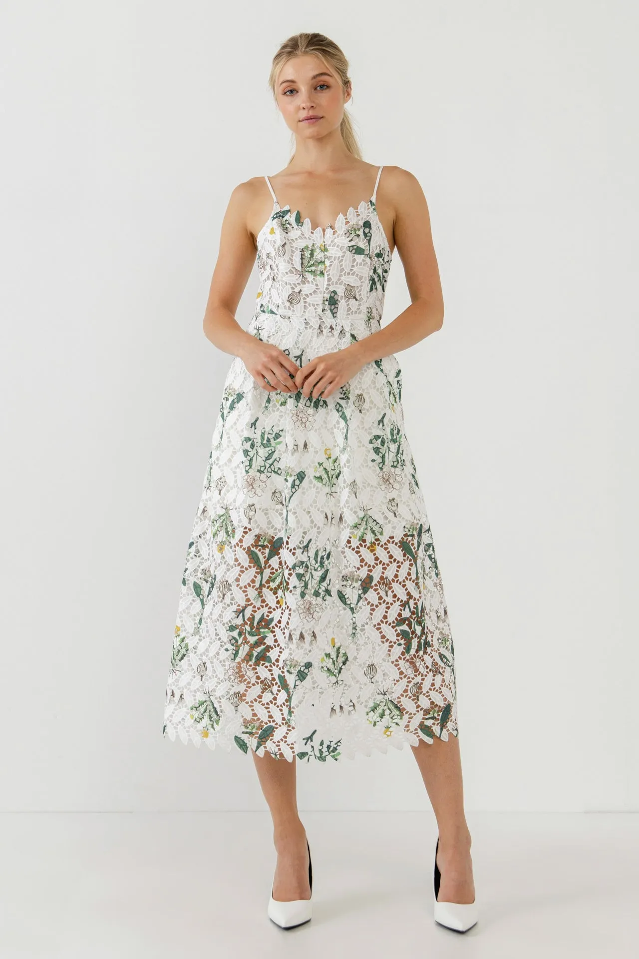 Floral Printed Lace Midi Dress sold by Endless Rose