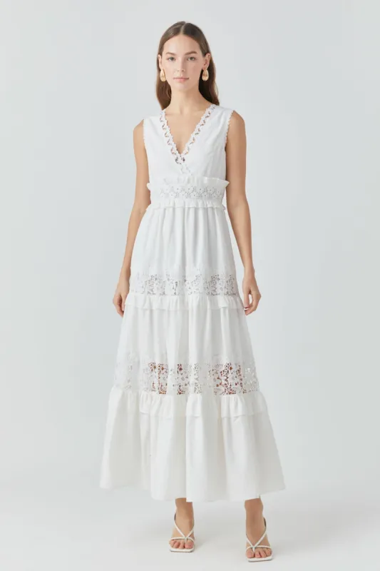 Sleeveless Lace Mixed Long Dress sold by Endless Rose