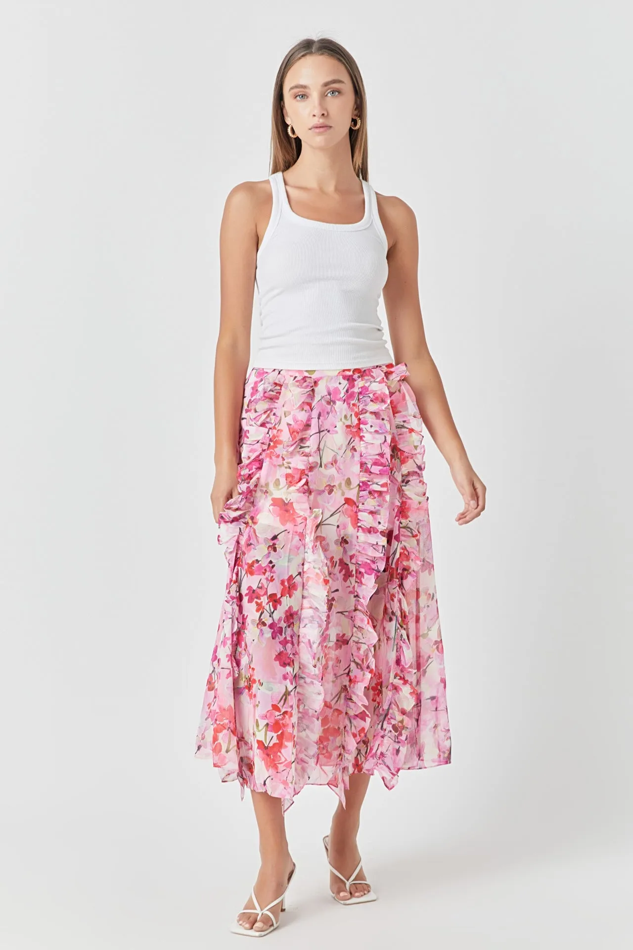 Floral Ruffled Maxi Skirt sold by Endless Rose