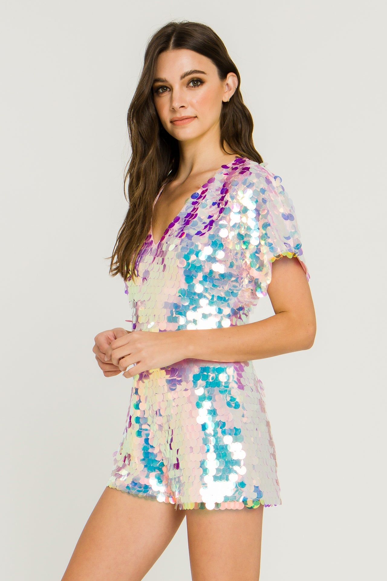 Short Sleeve Sequin Romper sold by Endless Rose product image thumbnail 3