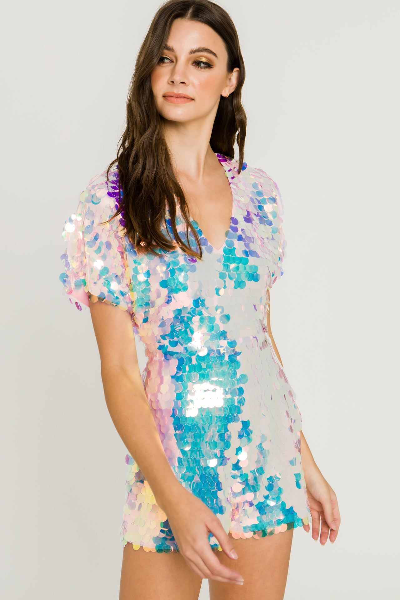 Short Sleeve Sequin Romper sold by Endless Rose