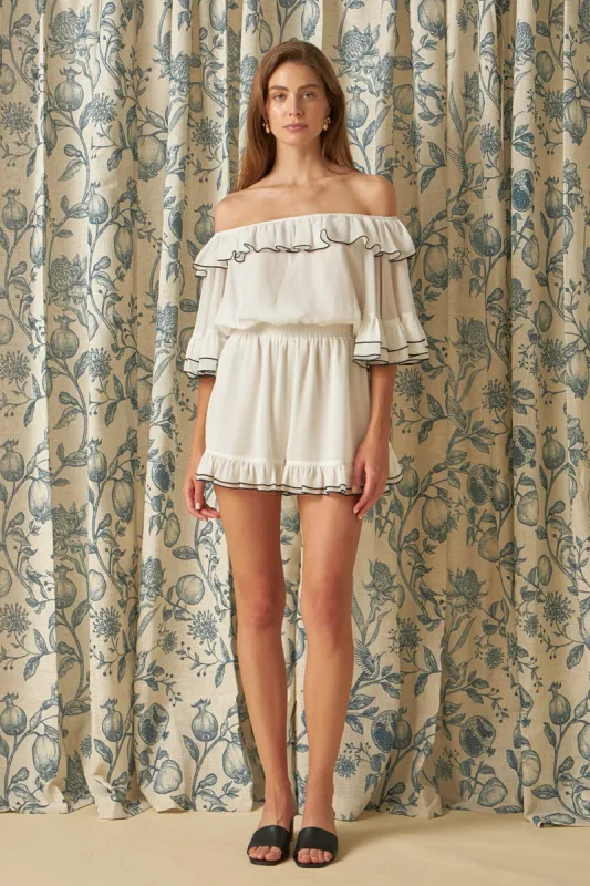 Off-The-Shoulder Ruffled Romper sold by Endless Rose